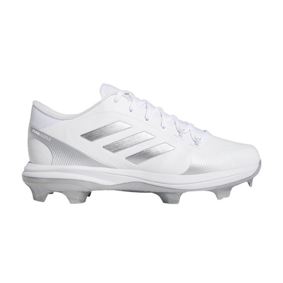 adidas Shoes - Adidas Ladies Softball Shoe Pure Hustle H02347‎ White Silver Stripes - Size 7.5